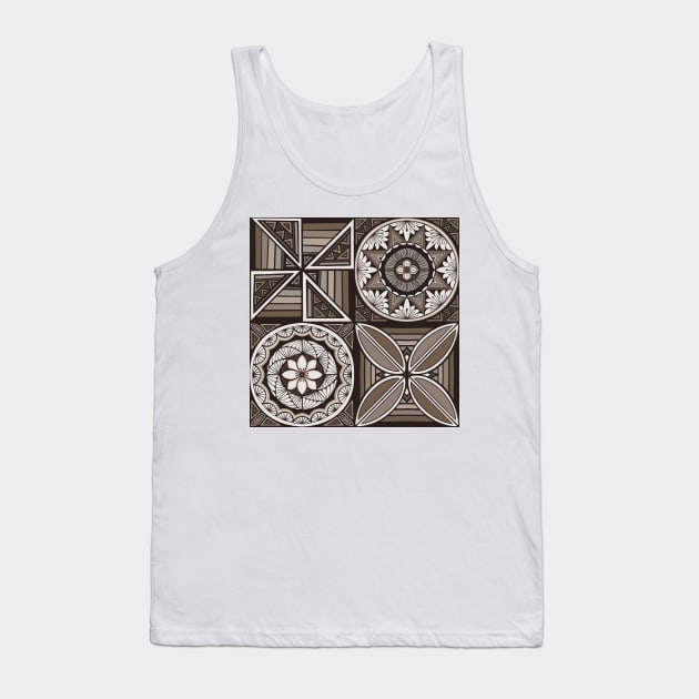 Tapa patchwork - charcoal Tank Top by AprilAppleArt